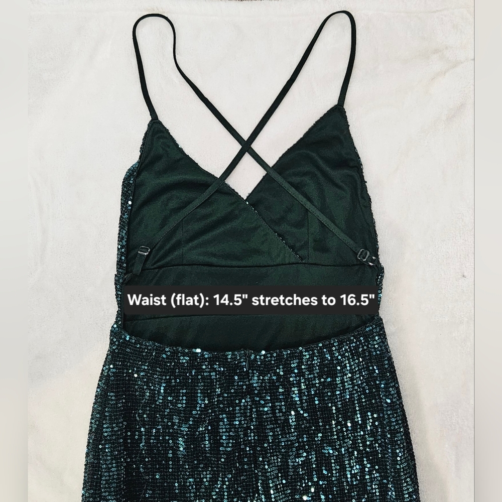 Club L London Emerald Green Sequin V-Neck Maxi Gown - Picture 6 of 9